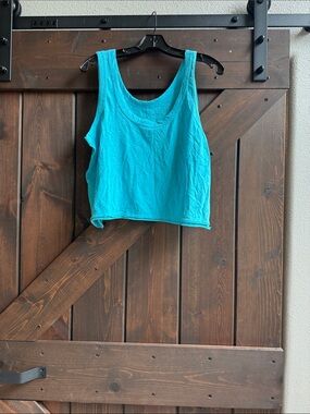 Anthropologie Bright Teal Sleeveless Crop Tank